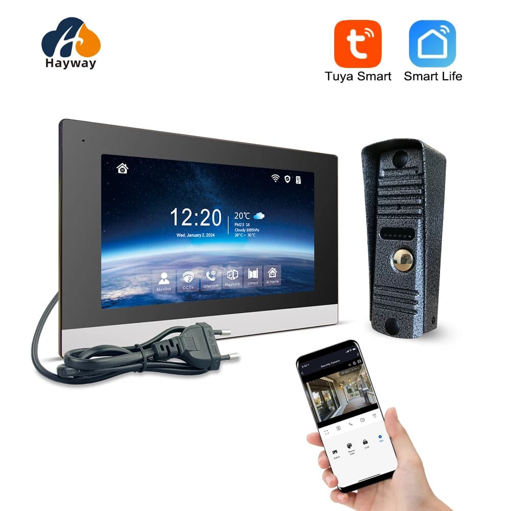 Hayway Home Video Citofono 1080P Videocitofono Campanello per appartamento 7 "Tuya Smart Full Touch Monitor Supporto Rilevazione movimento