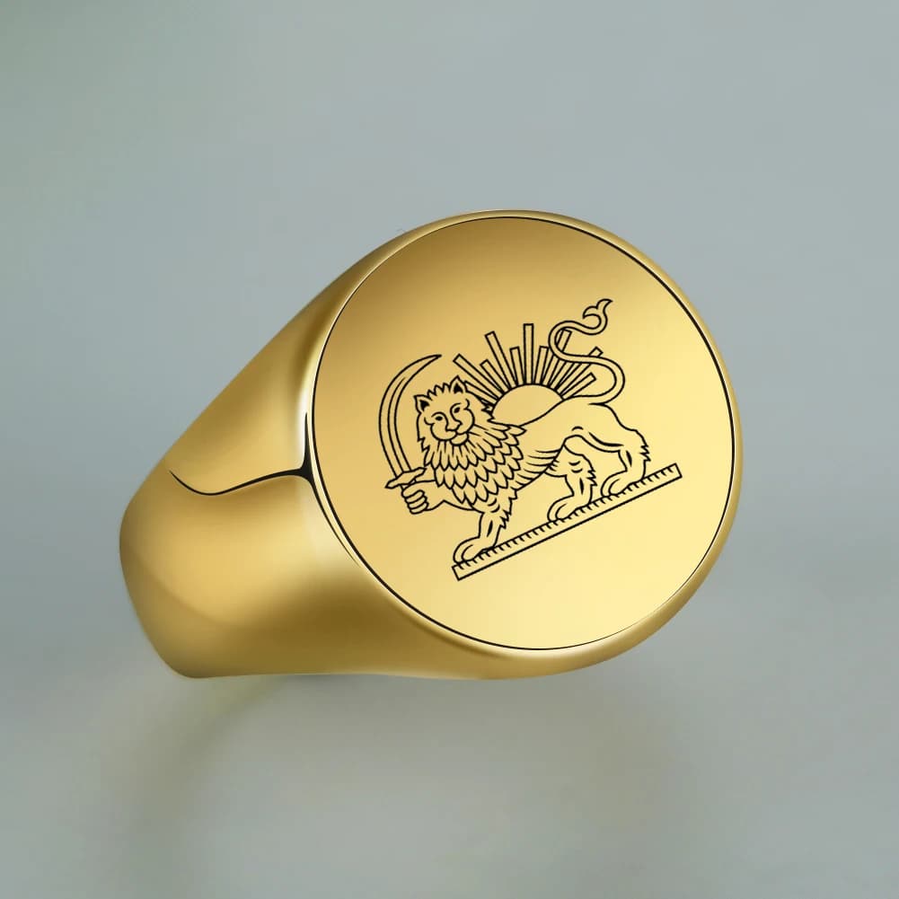 Ring with Lion and Sun of Iran Stainless Steel, Custom Ring for Men and Women, Laser Engraving, Persian Souvenir Series, Gifts