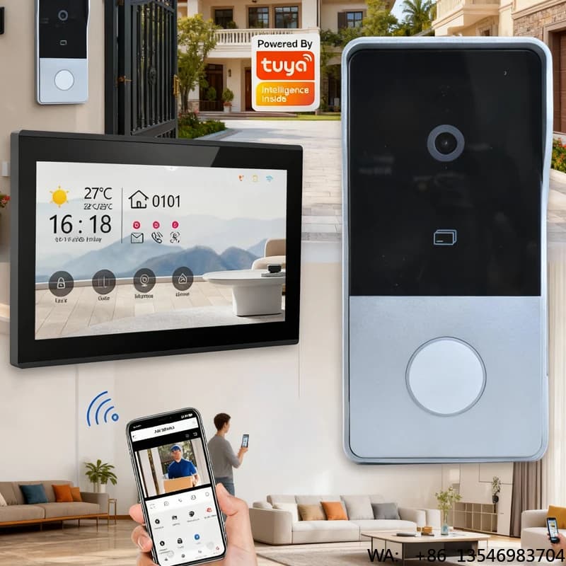 Sistema di Videocitofono IP Hiwink 2K Ultra HD con Riconoscimento Facciale e del Palmo, Campanello Intelligente con Monitor Interno e Collegamento Telecamera per Villa