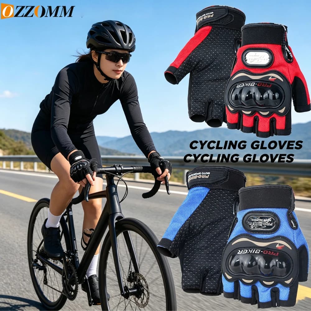 1Pair Man Half-Finger Motorcycle Gloves Summer Racing Cross-Country Anti-Fall Breathable Shock Absorbed Gloves M/L/XL/XXL