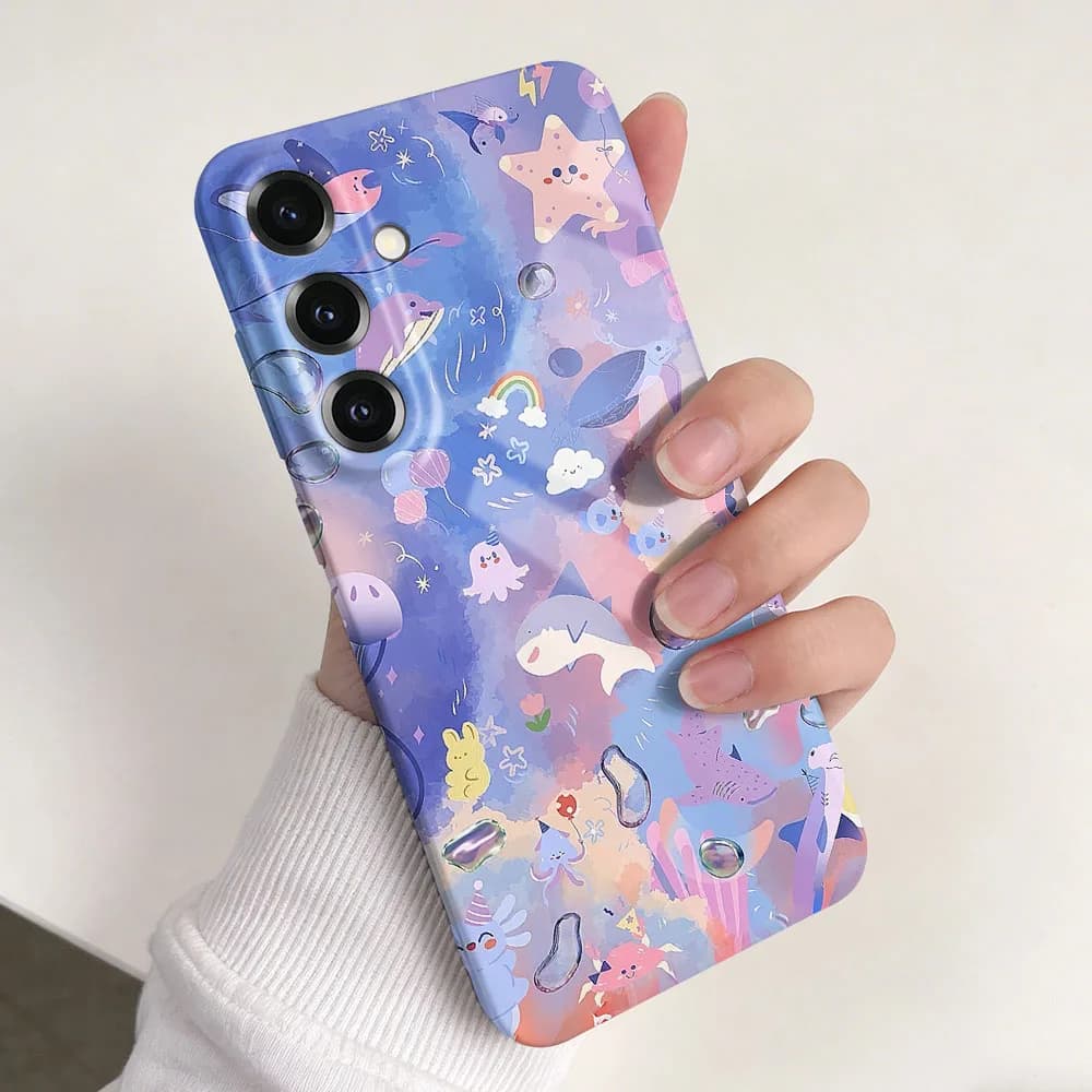 Custodia per Samsung S26 S25 S24 S23 S22 Plus S21 Ultra Edge S23 S24 S25 FE con simpatici animali marini, in PC rigido antiurto