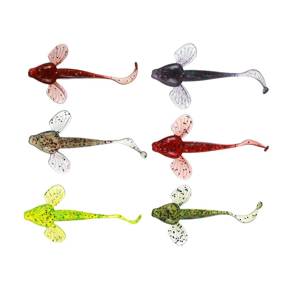 Set di 6 Esche a Forma di Pesce con Coda Arricciata, Esca Bionica per Acqua Salata e Dolce, 10Cm 5.5g, Accessori da Pesca Realistici, Esca a Forma di Verme
