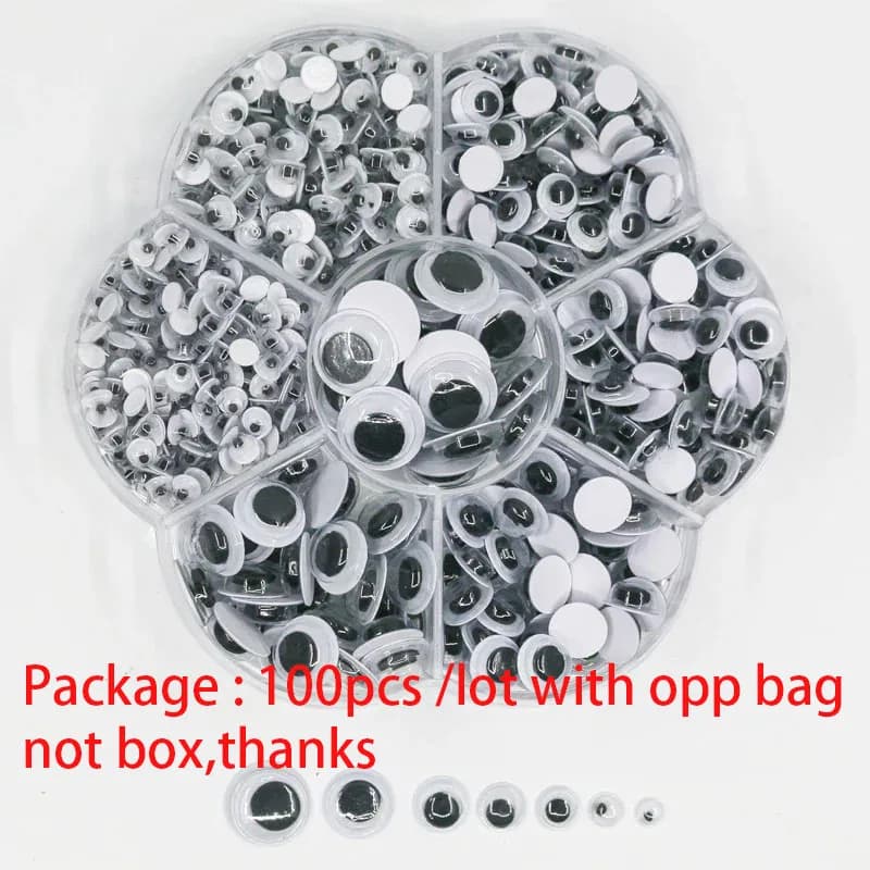 100Ps Autoadesiva Wiggly Googly Doll Eye Mobile Simulazione Animale Del Fumetto Bulbo Oculare FAI DA TE Asilo Per Bambini Forniture Artigianali