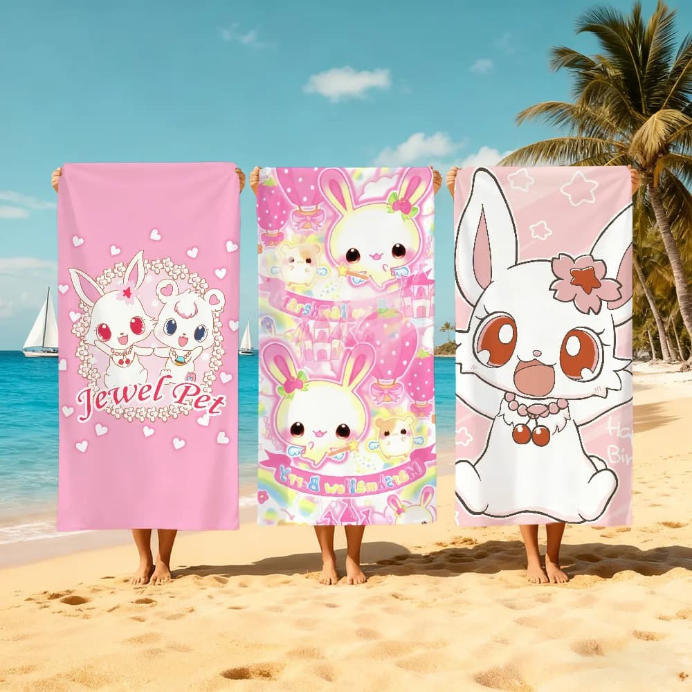 J-jewelpet Asciugamano da spiaggia con simpatici cartoni animati, ad asciugatura rapida, morbido, per piscina, regalo per viaggi, palestra, doccia, campeggio, sport