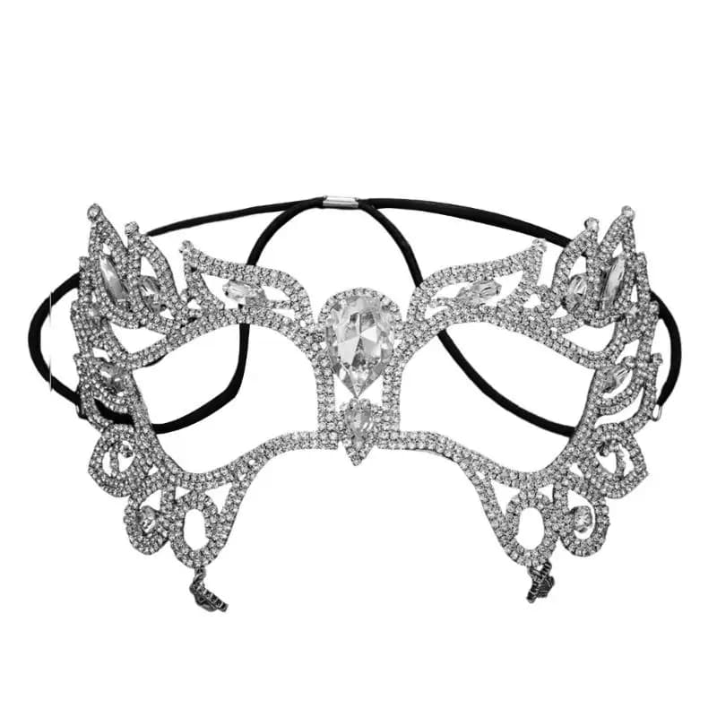 39BB Easy to Clean Alloy Rhinestones Cover Fashion Cosume Mask Half Face Mask for Frequent Use Secure Fitting Design