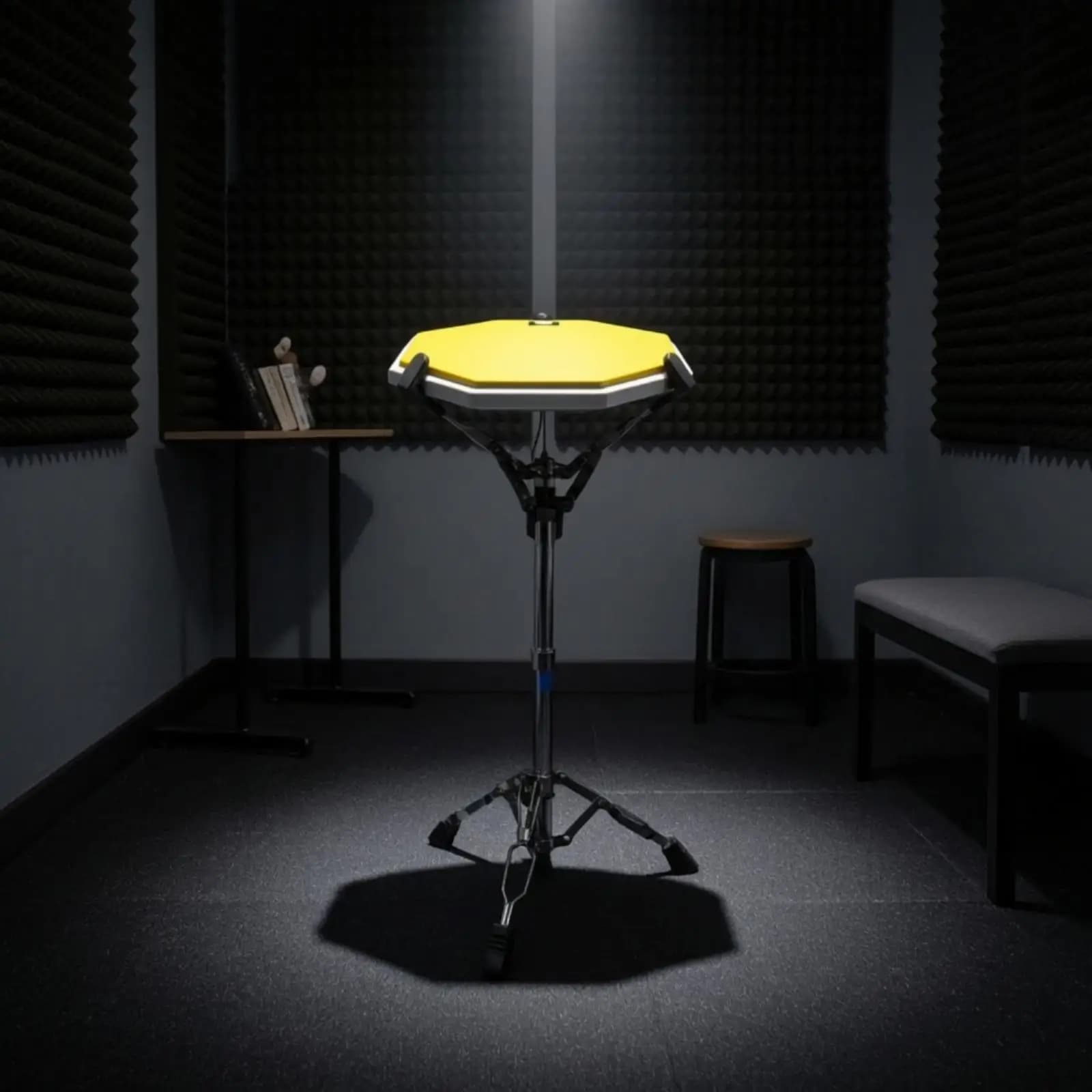 Adjustable Practice Drum Pad Stand Set with Realistic Feel Raised Rim for Acoustic Drumming Techniques and Rhythm Work