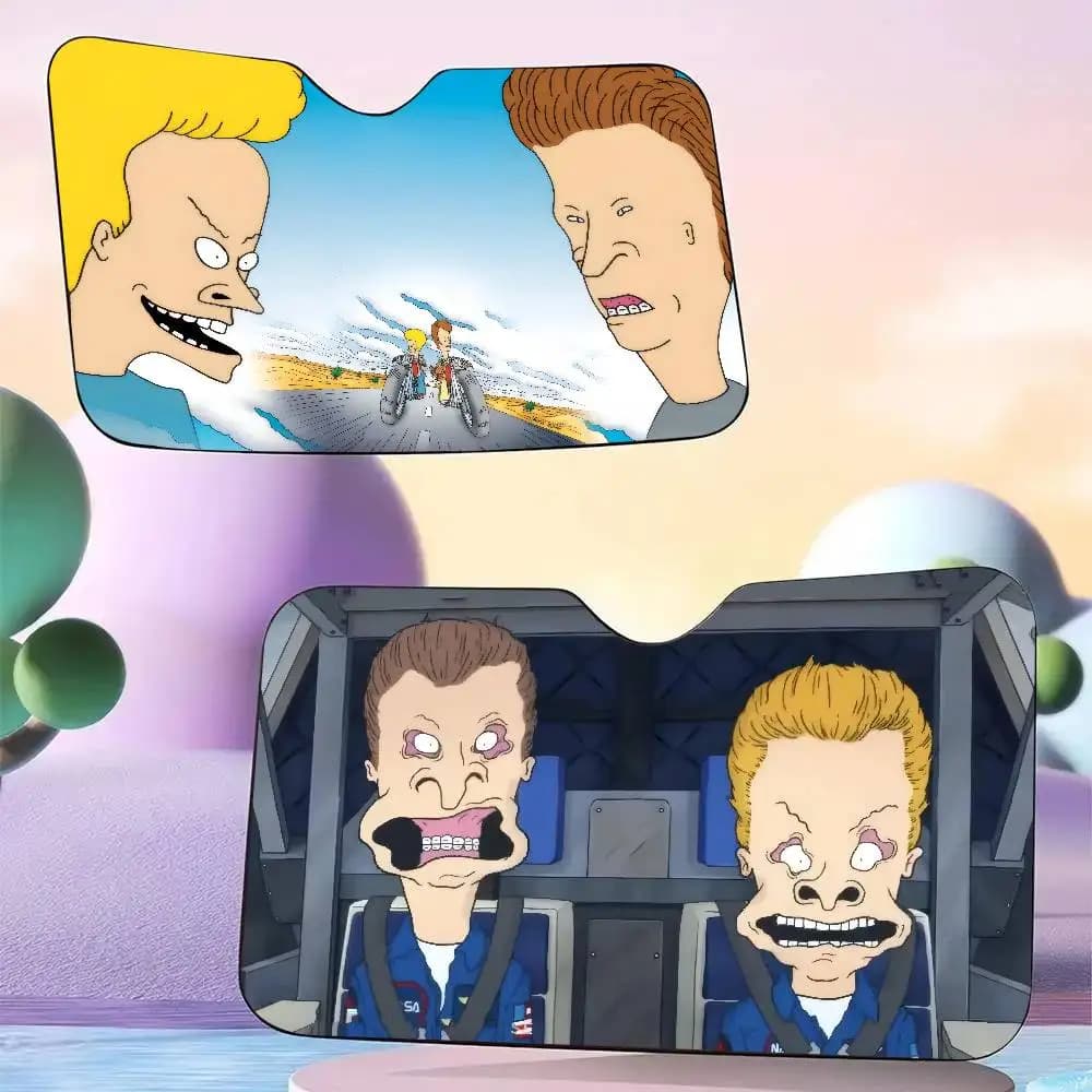 Parasole per Auto con Protezione Solare e Riscaldamento, Design Anime Beavis and Butt-Head, Copertura per Parabrezza, Visiera Parasole per Auto