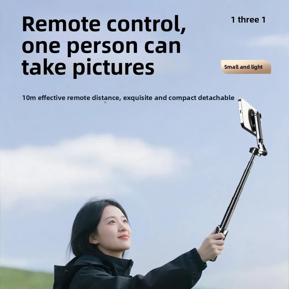 Bastone Selfie Magnetico Bluetooth 360° ° Bastone Selfie Telescopico Girevole Portatile, Leggero ed Estensibile con Treppiede