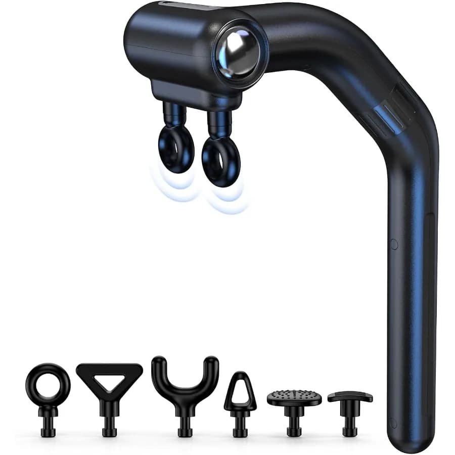 Double Head Massage Gun with Extension Handle Portable Detachable 3 In 1 Percussion Muscle Massage for Back Neck Shoulder Body D