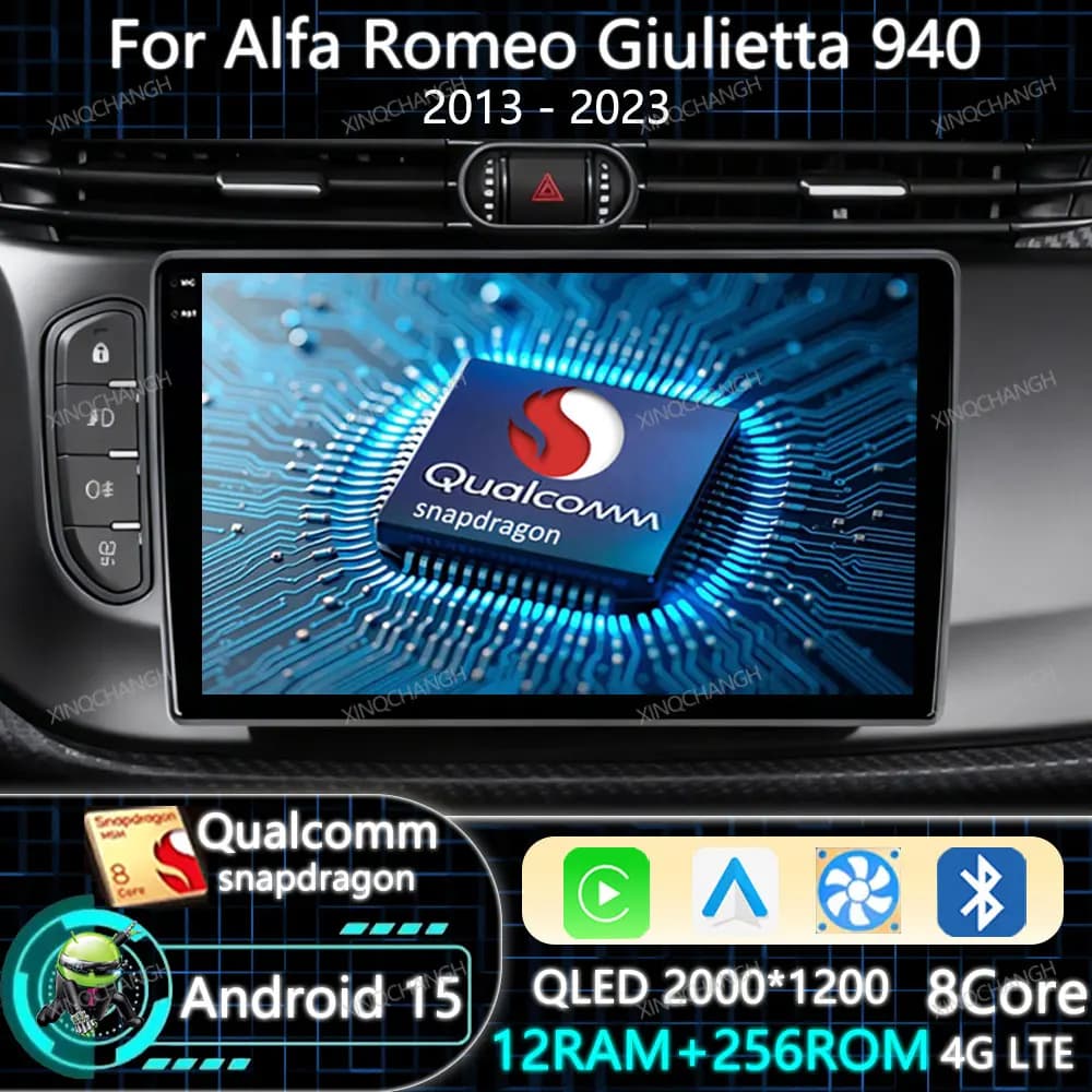 Android 15 Autoradio Carplay Auto Per Alfa Romeo Giulietta 940 2013 - 2023 Navigazione GPS 4G WIFI QLED 2DIN Qualcomm BT BT GPS