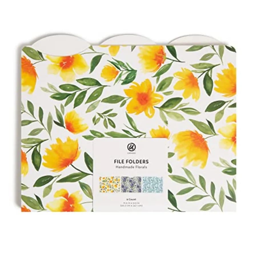 Fashion File Folders, 9 Count, 1/3-Cut Tabs in Assorted Positions, Letter Size, Office Supplies Handmade Florals