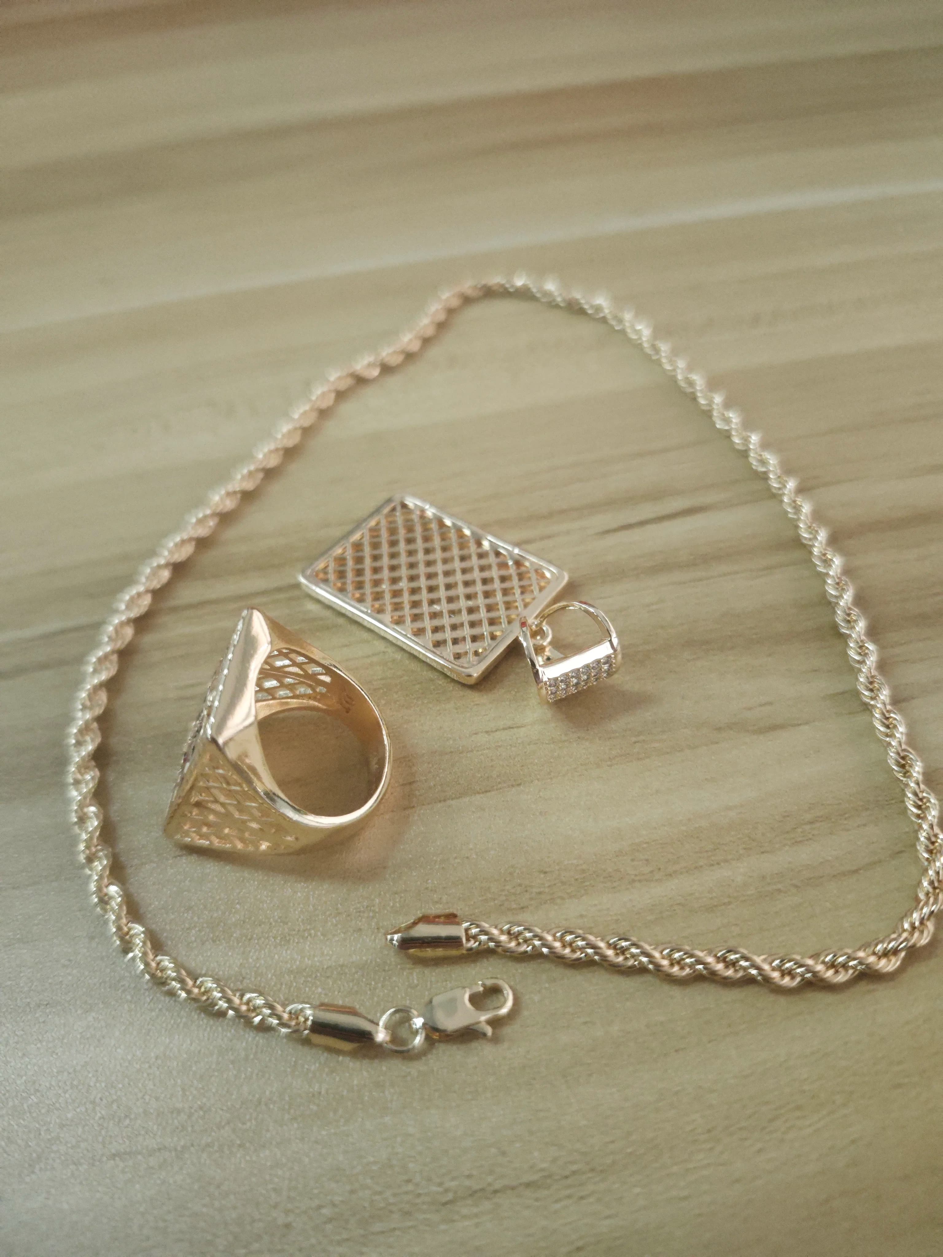 Gold Plated Playing Card Hip Hop Jewelry Set Gambling Game Theme Unisex Fashion Accessories For Men Women Party Birthday Gift