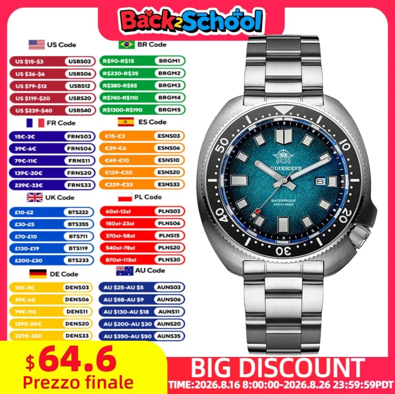 ADDIESDIVE Men's Underwater Quartz Watch 41mm Waterproof 200m Super Bright sapphire crystal watches for men Steel watch with ceramic bezel