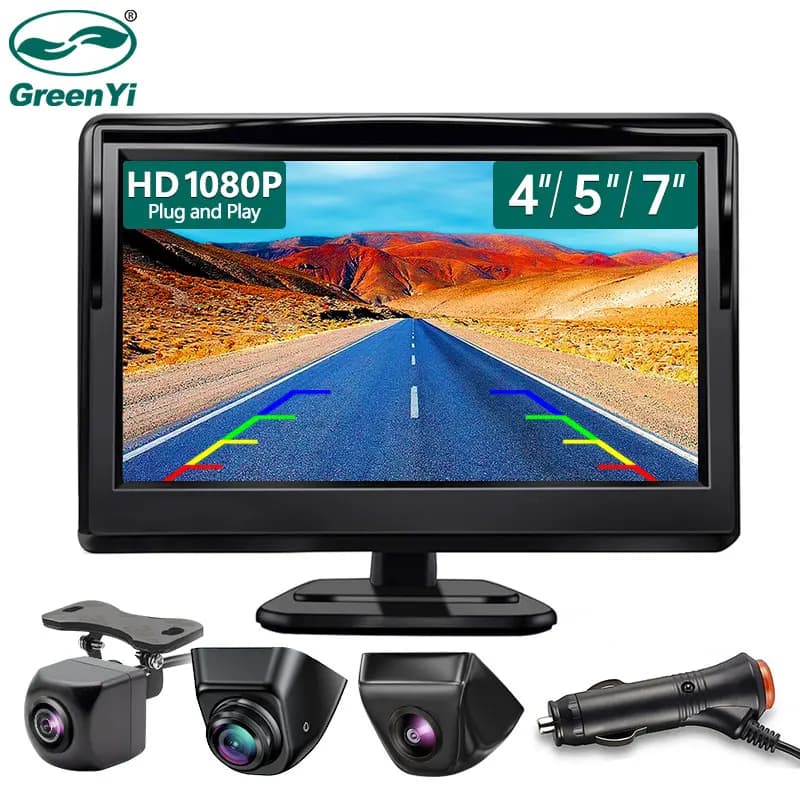GreenYi Monitor AHD IPS 4,3/5/7 inch Car Reverse Camera with Night Vision 1080P 170 ° Reverse Camera for Waterproof Night Vision