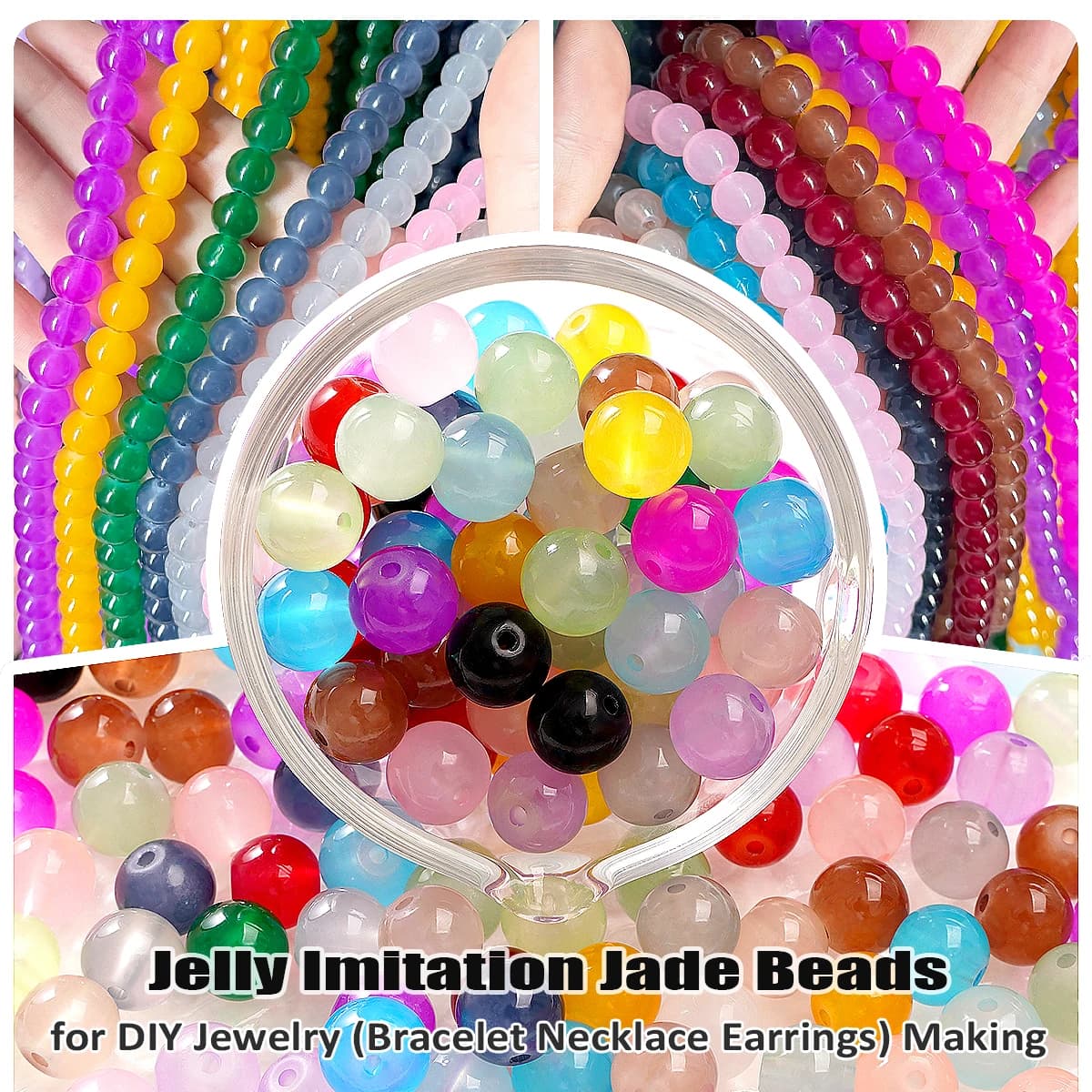 Perline Tonde in Vetro Imitazione Giada Verniciata a Gel 4/6/8/10mm - Creazione Gioielli DIY per Bracciale Collana Accessori (100/50/20pcs/Confezione)