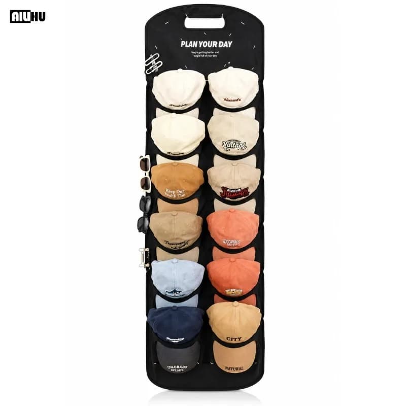 AILIHU Organizer appendibile per cappellini da baseball, porta cappelli da appendere alla porta, portaoggetti multi-tasca per armadio, borsa portaoggetti per la casa