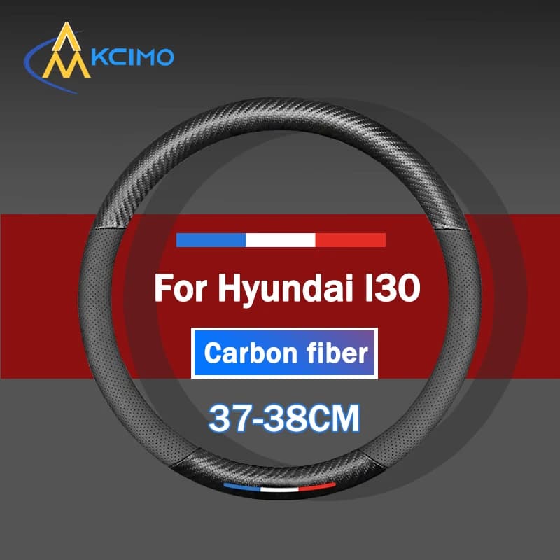 Nuovo per Hyundai i30 3D coprivolante rotondo in fibra di carbonio 37-38cm accessori Auto traspiranti antiscivolo interni