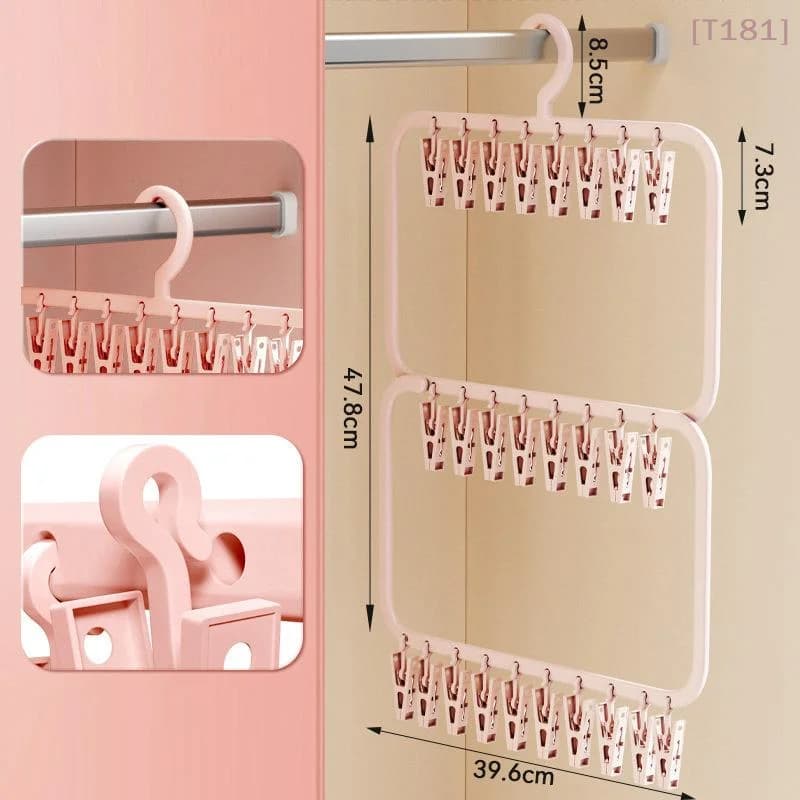 Stendibiancheria multi-clip multifunzionale e staccabile salvaspazio per asciugare biancheria intima, asciugamani, calzini e vestiti per neonati