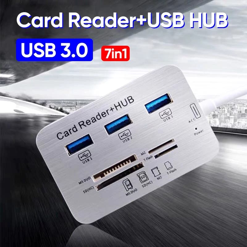 Hub USB JOUNIVO 7 in1 con HUB USB 3.0 a 3 porte + espansore a 4 porte SD TF MS, adattatore per lettore di schede di memoria MMC M2 per Computer portatile