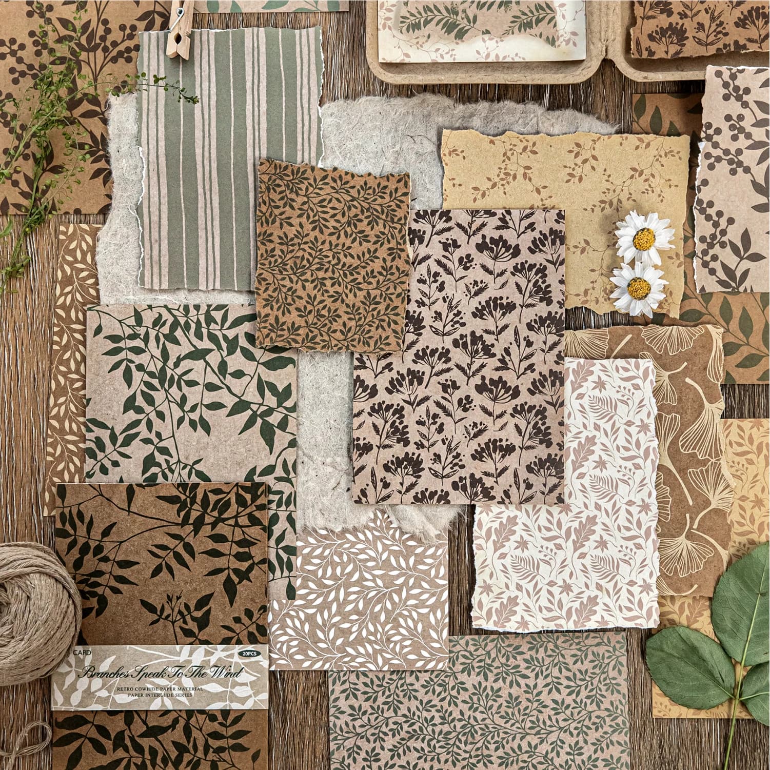 20 sheet Creative Scrapbook Vintage Materials Paper Combo Kit DIY Junk Journal Collage Photo Album Retro handmade paper