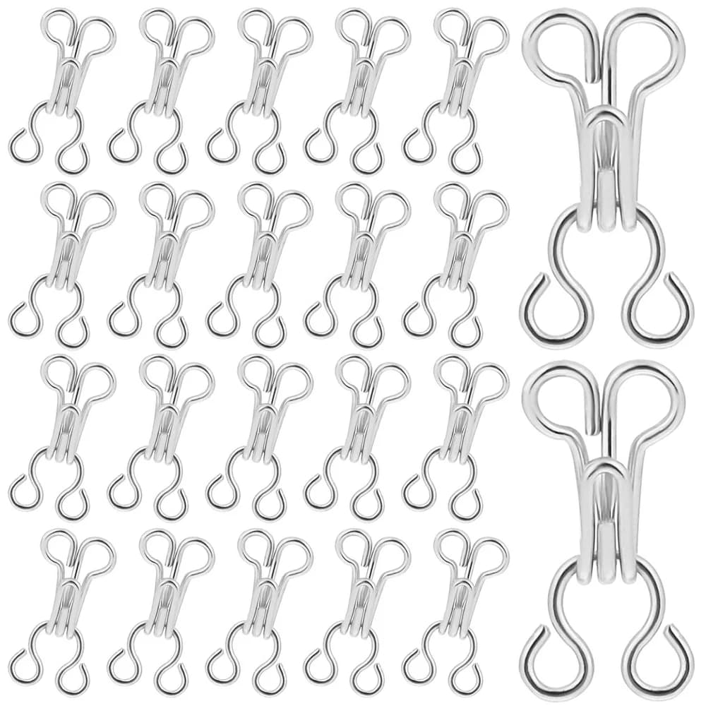 100 pezzi ganci da cucito e chiusura con occhi ganci per reggiseno in metallo ganci di ricambio e chiusure a occhiello per abbigliamento cucire bottoni automatici cucito artigianale