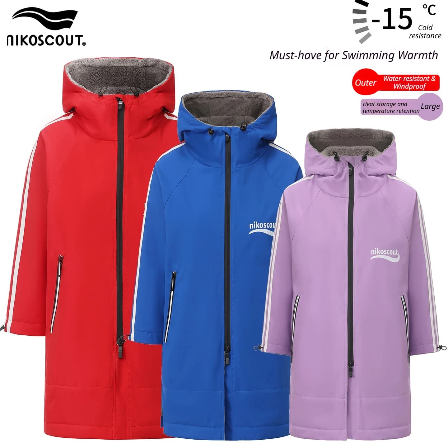 Thickened children's bathrobe, swimming winter training coat, teenagers' warm water jacket, coral fleece absorbent