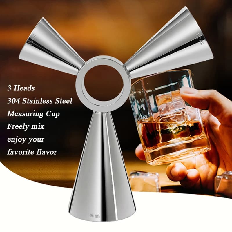 Misurino 3 in1 Misurino in acciaio inossidabile 304 25 50 90ml Cocktail Shot Drink Spirit Jigger Bicchiere misto Tazze jigger per liquidi