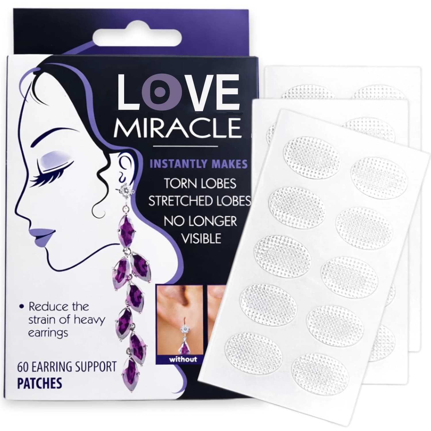 Clear Earring Support Patches Earring Backs for Droopy Ears Care Products for Torn or Stretched Ear Lobes
