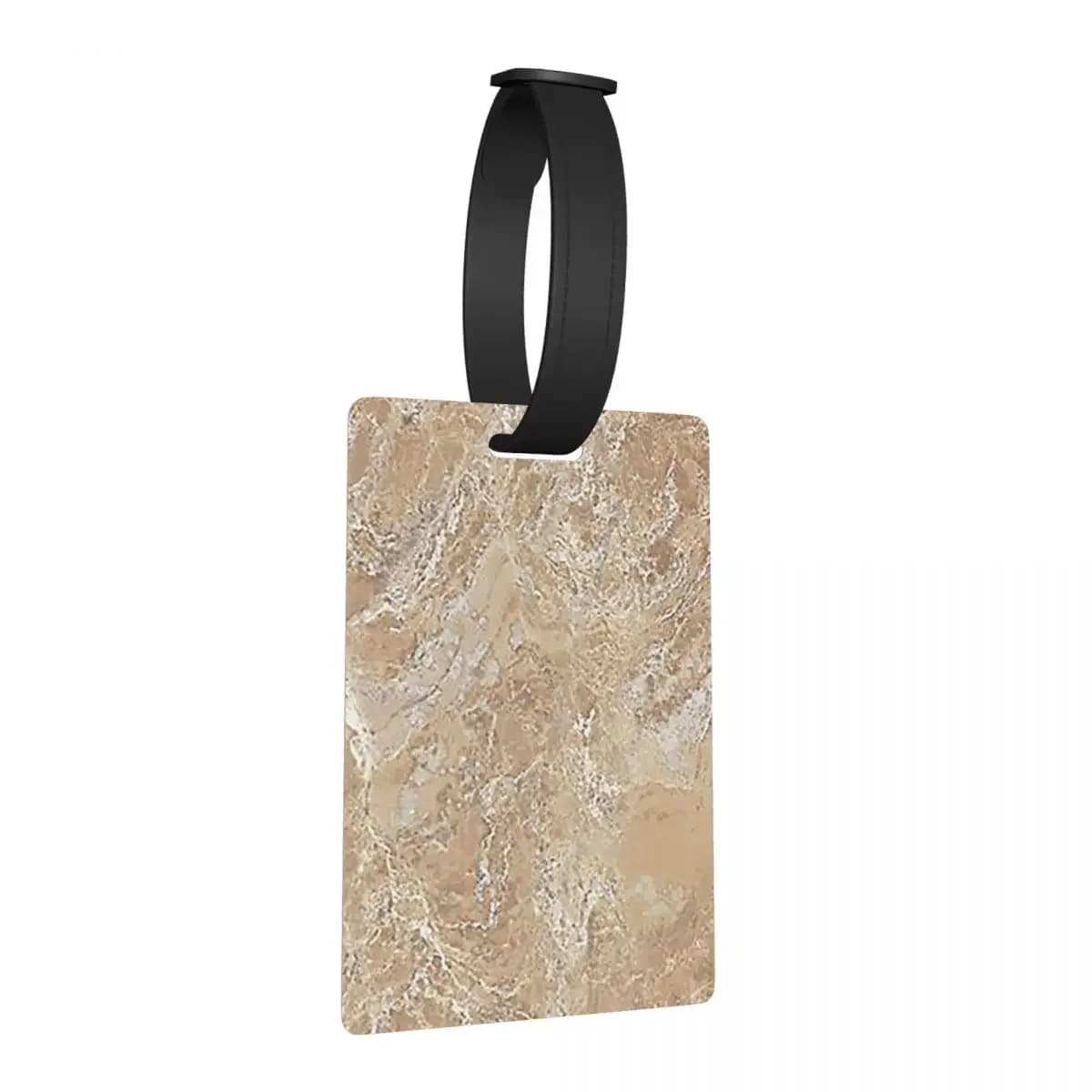 Contemporaneo Crema Beige Pietra di sabbia Granito Marmo Etichette per bagagli Valigia Carino Bagaglio Etichetta d'imbarco Etichetta Titolare ID Nome Indirizzo