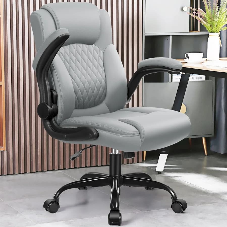 Sedia da ufficio, sedie da scrivania per computer in PU con supporto ergonomico per la schiena, sedia da gaming girevole a 360° con ruote e regolabile