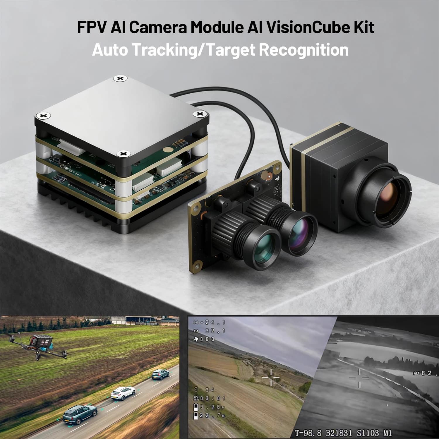 Modulo telecamera FPV AI Kit AI VisionCube / Protocollo di controllo GRSF per imaging termico FPV per il monitoraggio del riconoscimento dell'obiettivo Droni FPV