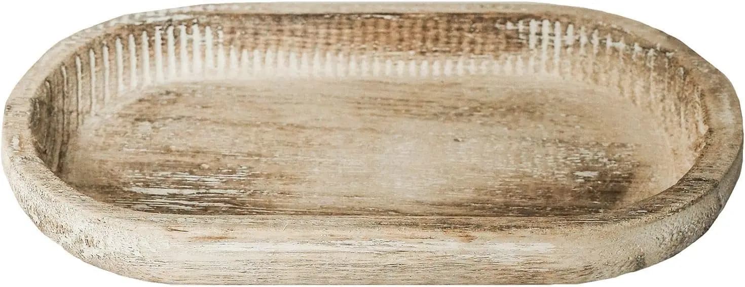Vassoio Rustico in Legno per Cucina e Bagno, Porta Sapone, Porta Gioielli, Decorazione Stile Fattoria, Piatto Portaoggetti