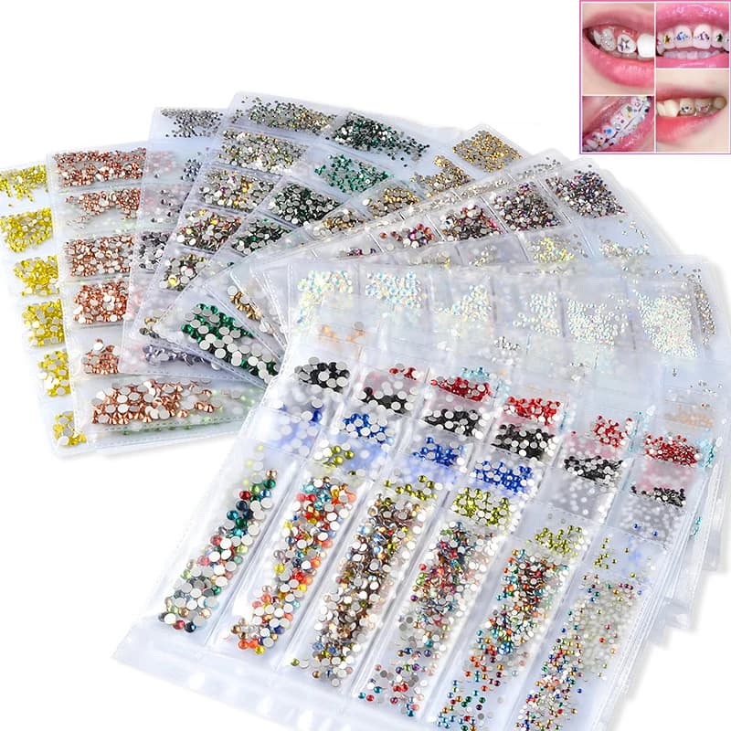1 bag 6 dental grid strass tooth rhinestone teeth dental jewelry crystal teeth whitening teeth decoration