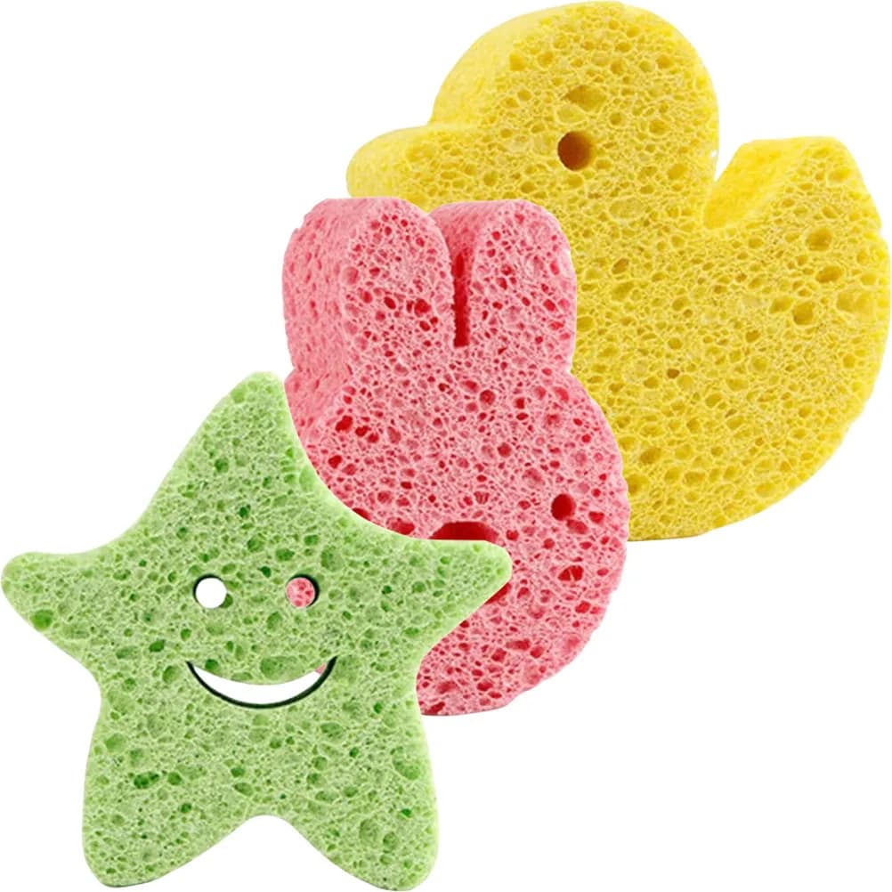 Set di 3 spugne da bagno per bambini, per neonati e bambini piccoli, piccole spugne da bagno, esfoliante delicato, per la cura della pelle, strumento per il bagno per neonati, carino