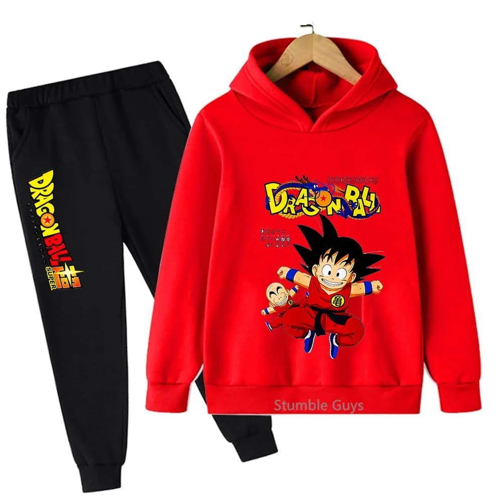 Abbigliamento Anime per Ragazzi e Ragazze, Felpe Autunnali Goku, Tuta Dragon Ball con Cappuccio, Set Moda Casual per Bambini ​