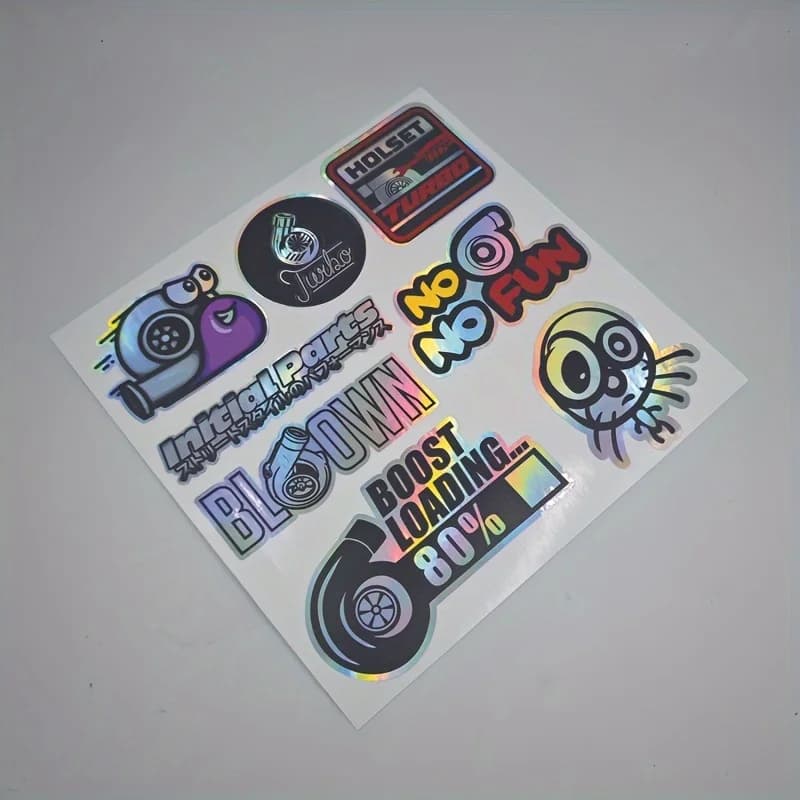 1SET Iridescent JDM Turbo Car Tuning Stickers Set For Car Moto Helmet Laptop Bike Waterproof Vinyl Decal