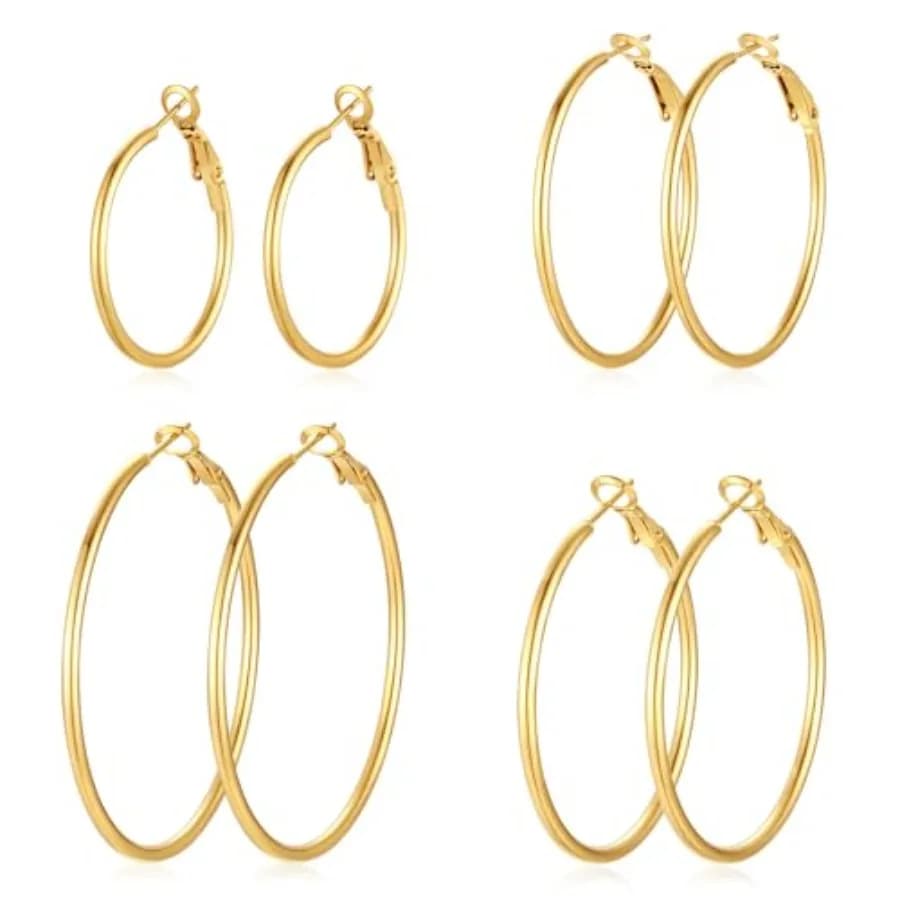 Orecchini a Cerchio in Argento e Oro per Donne, Set di Orecchini Placcati in Oro K, Orecchini Ipoallergenici Leggeri, Set di Orecchini Pendenti