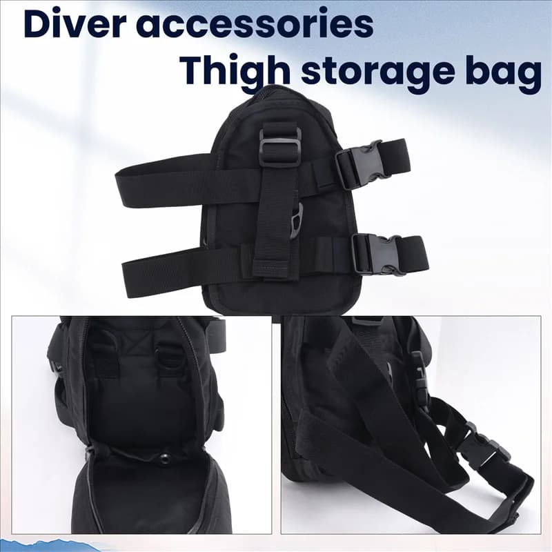 AEF5-Diving Custodia portaoggetti con cerniera per subacqueo con tasca per coscia con cinghie per cintura per le gambe Borsa da carico per immersioni subacquee tecniche