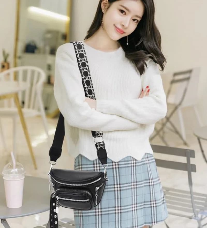 2026 Korean New Fashion Women's High Quality Soft Leather Waist Bag Purse Shoulder Bags Phone Wallet Bag Crossbody Bag