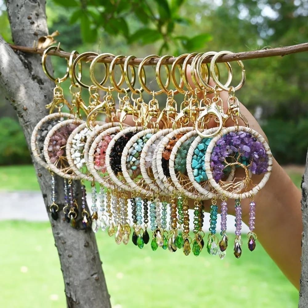 Charm Crystal Dreamcatcher Keychain Car Hanging Handmade Car Pendant Boho Car Hanging Decoration Car Decoration