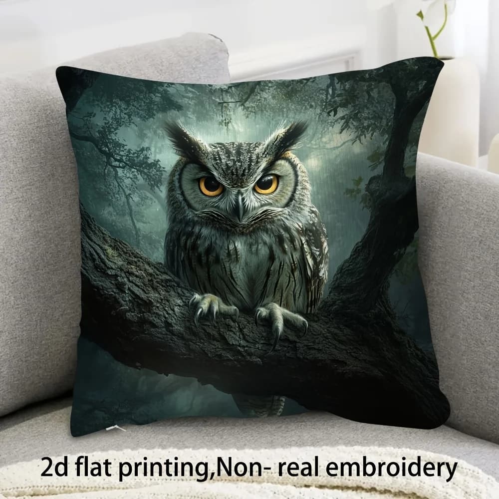 Fodera per cuscino Mystic Owl, fodera per cuscino con design notturno della foresta, per Halloween, Natale, decorazioni per la casa, regalo