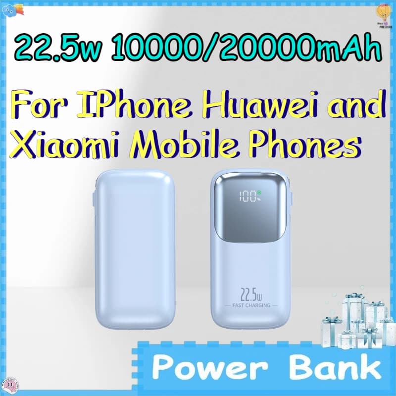 Power Bank da 22.5W 10000/20000mAh per iPhone, Huawei e Xiaomi, Ricarica Rapida, Compatto e Portatile