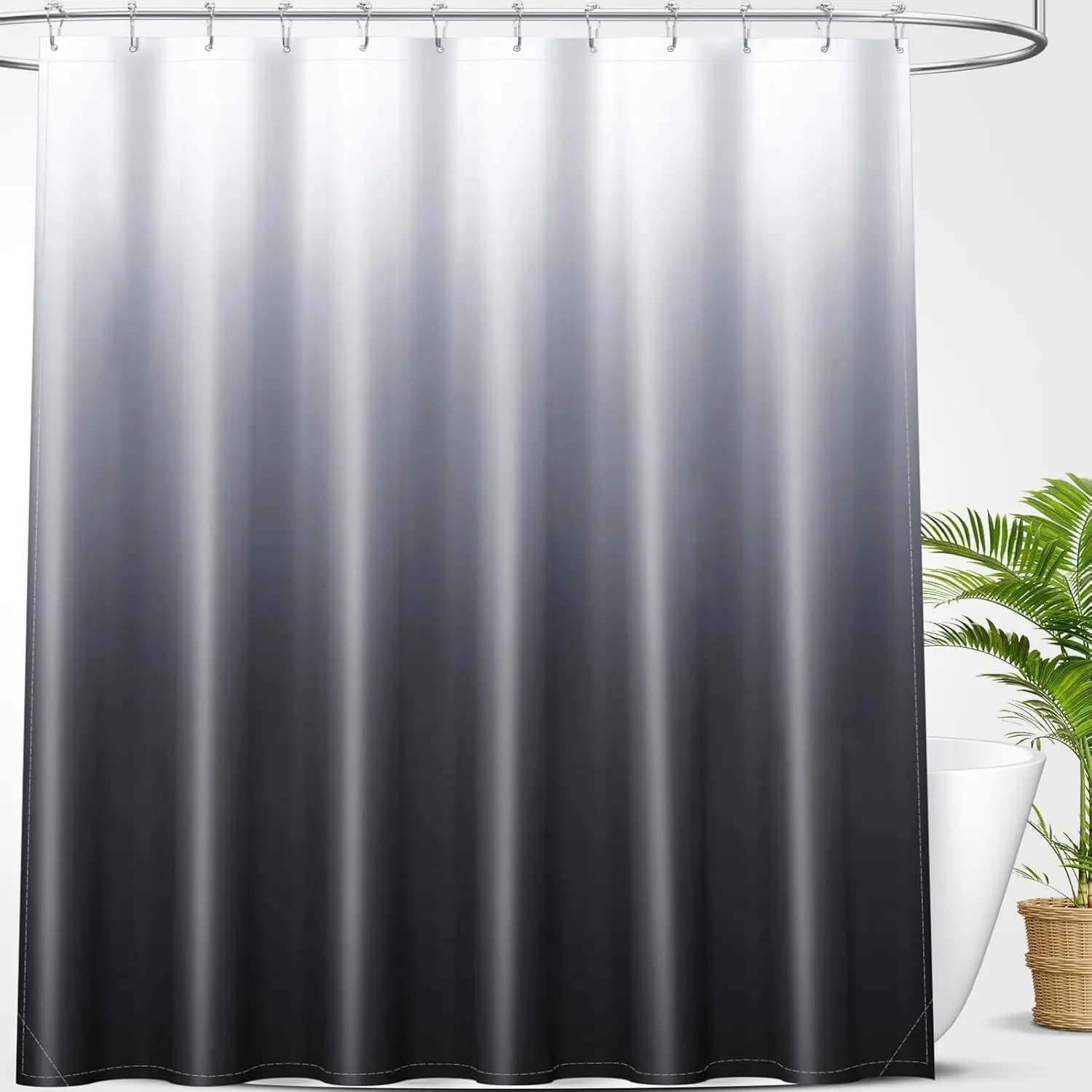 Set di Tende da Doccia Impermeabili con Effetto Sfumato, 12 Ganci, 183x183 cm