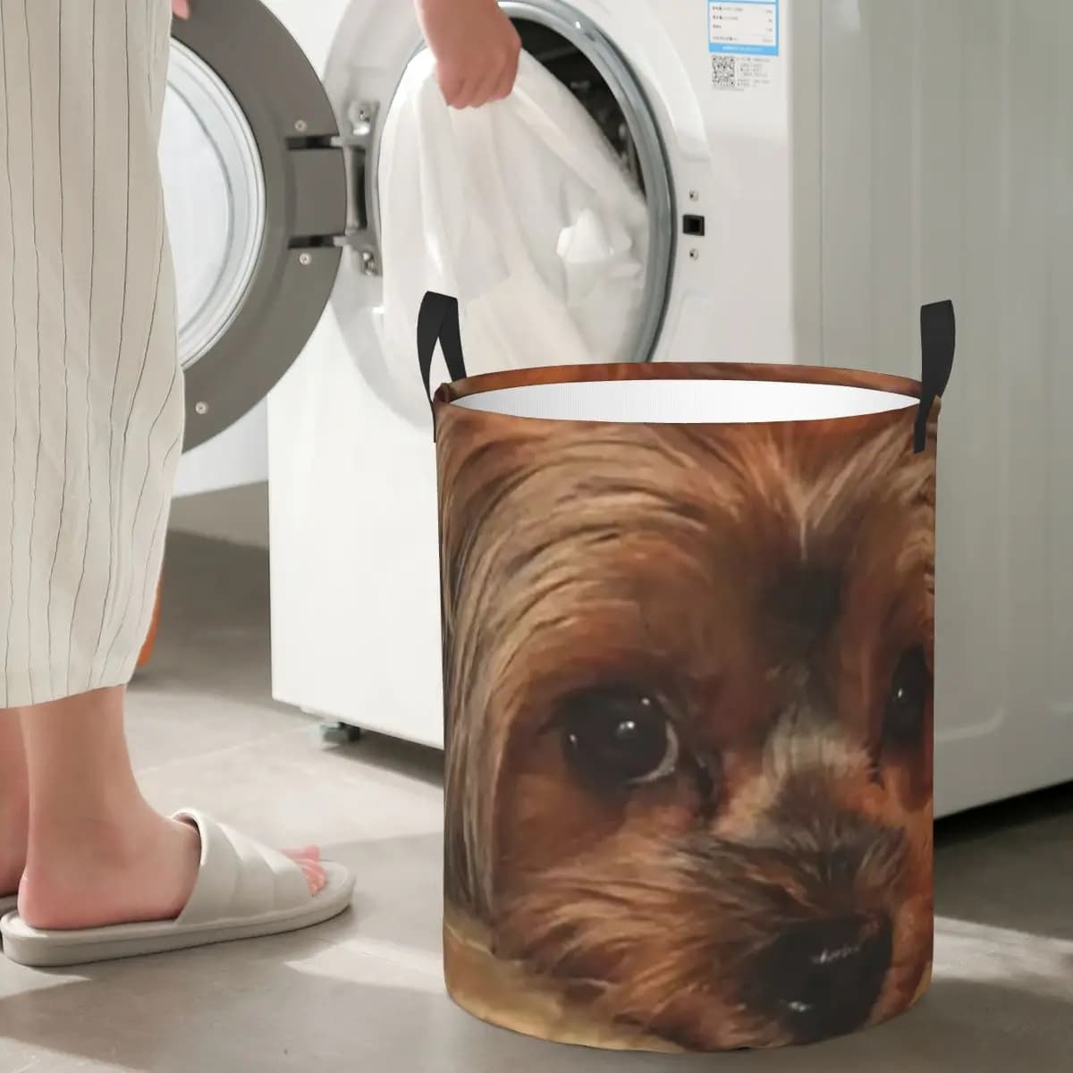 Yorkshire Terrier Yorkie folding bedding basket, basket for dirty clothes and toys, large waterproof bag