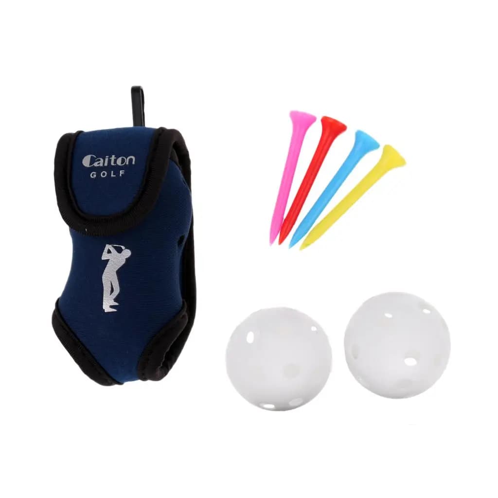Carry Golf Ball Holder Kit with Belt Bag Two Balls and Four Tees Set for Sport Golf Accessories
