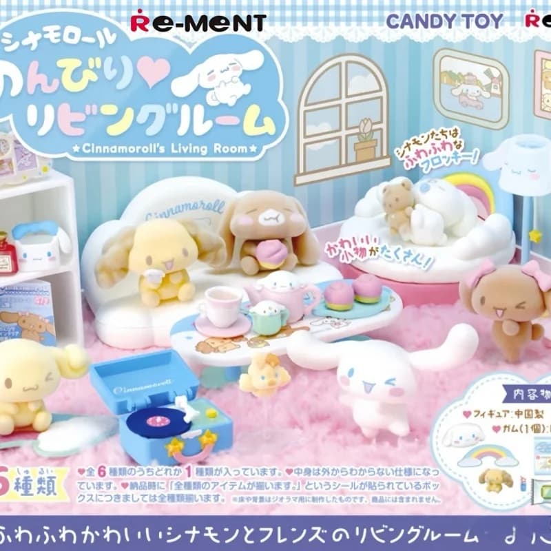 Nuovo Originale Re-Ment Sanrio Cinnamoroll Candy Toy, Modellino in Miniatura, Set da Collezione per Soggiorno, Giocattoli e Regali