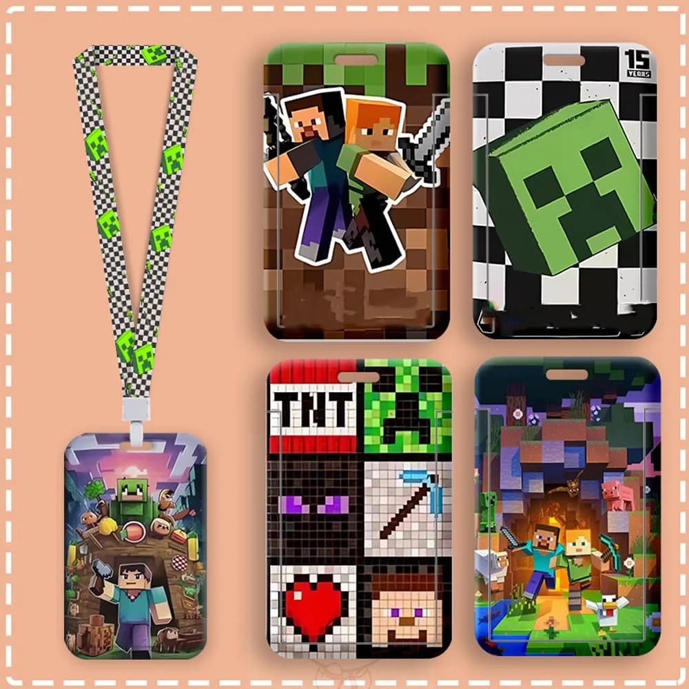 Cartoon lanyard card holder from game series, cute credit card holder, bank ID holder, badge, kids' bus card protector, wallet f