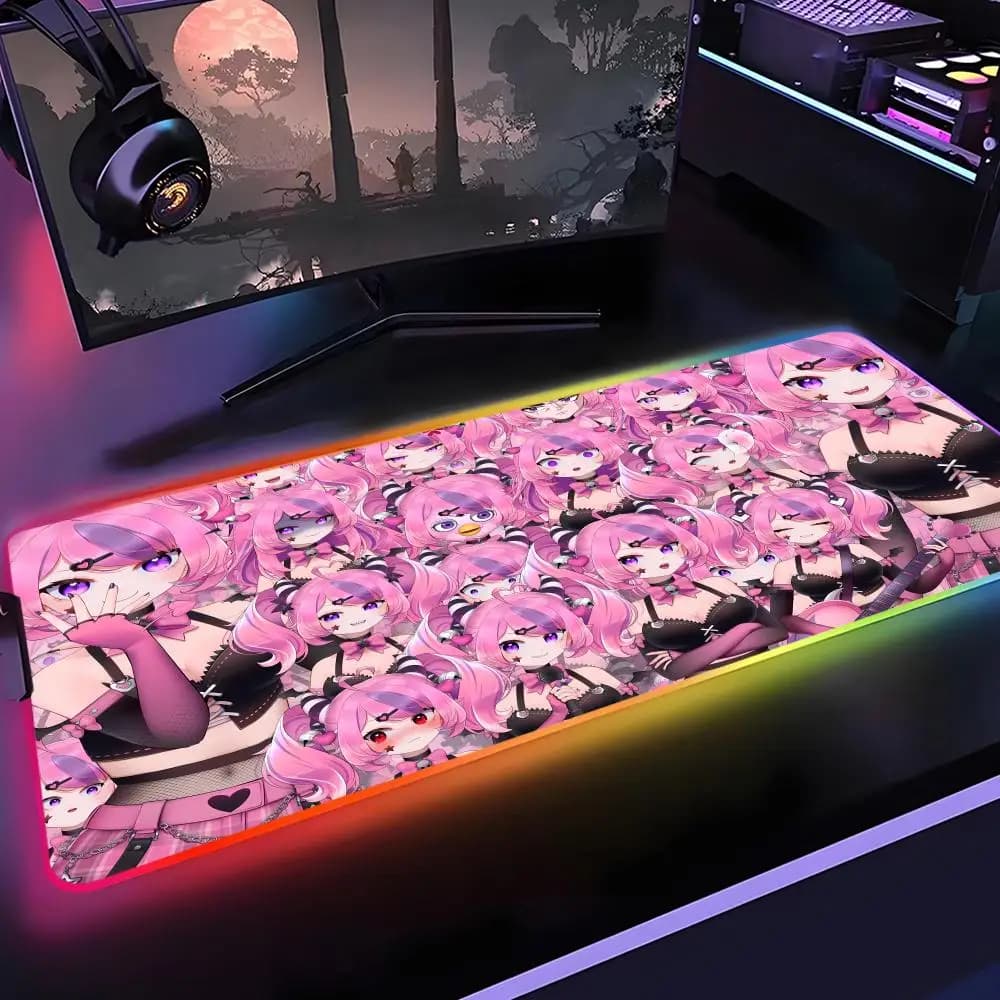 Tappetino per Mouse VShojo Ironmouse RGB, Tappetino da Scrivania con Retroilluminazione LED, Accessori per Gaming, Grande Tappetino con Illuminazione