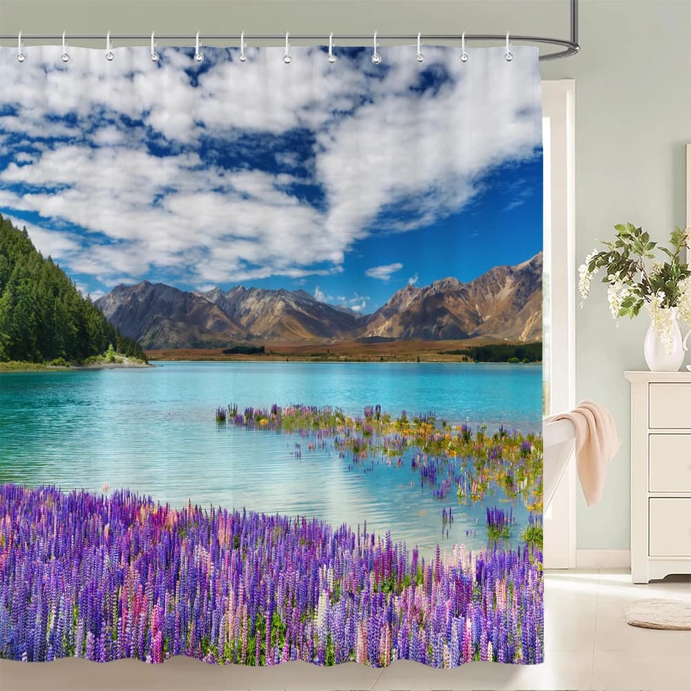 scenario lavanda Stampa tenda da doccia Scenario naturale tenda da bagno tenda da bagno in tessuto impermeabile con gancio per la decorazione domestica