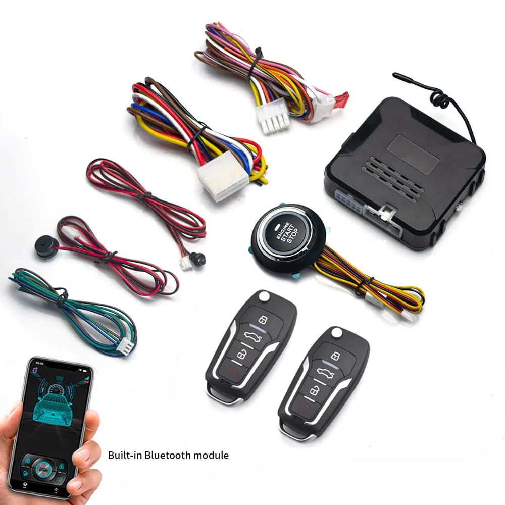 Sistema di Allarme Auto 12V Universale con Avvio/Arresto Automatico, Controllo Remoto Tramite App Bluetooth, Kit di Accensione Motore con Pulsante di Avvio